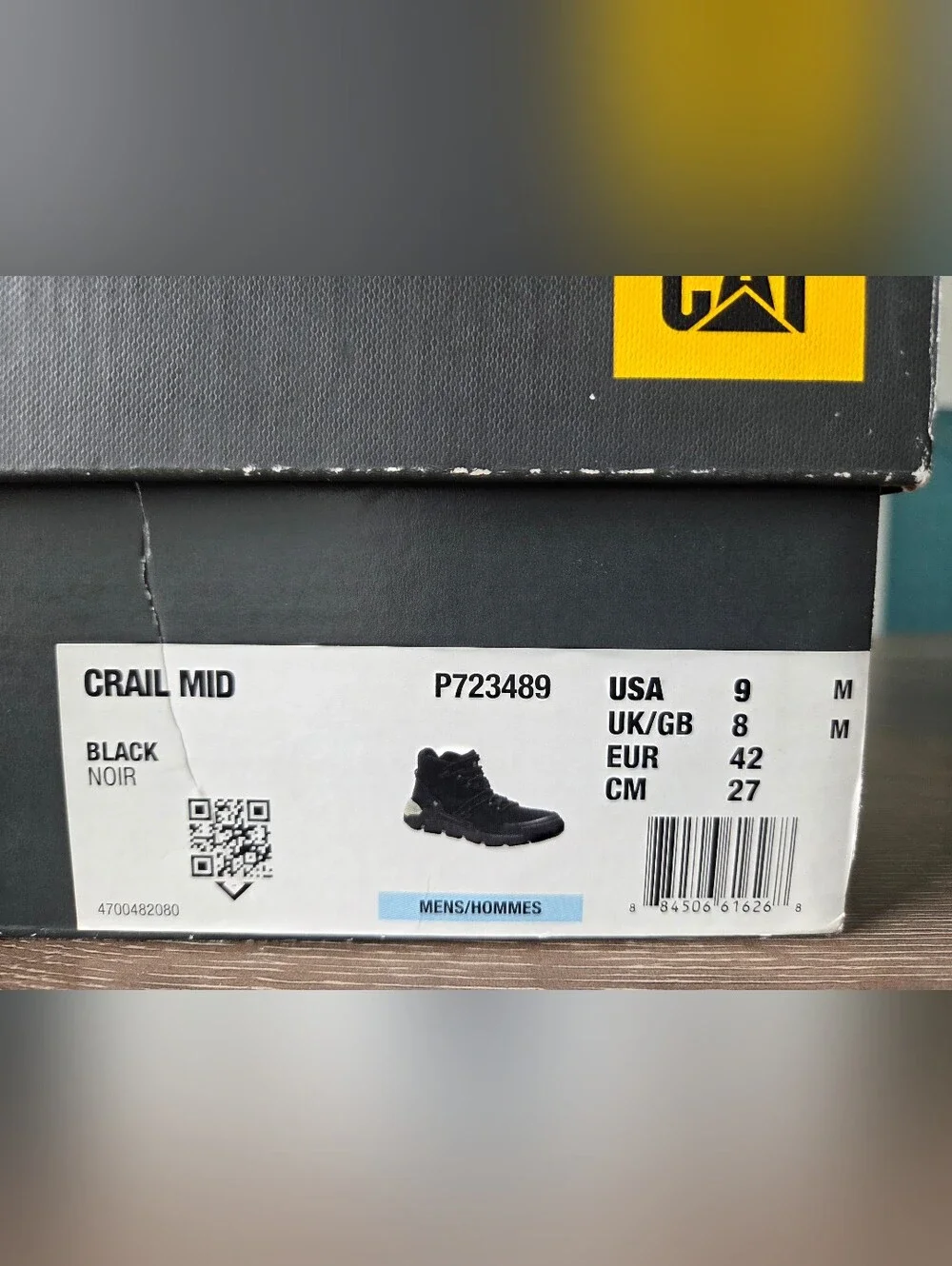 Caterpillar Crail Mid Black Men's Boot with Box Label - Size 9M